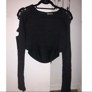 Cropped LF distressed sweater